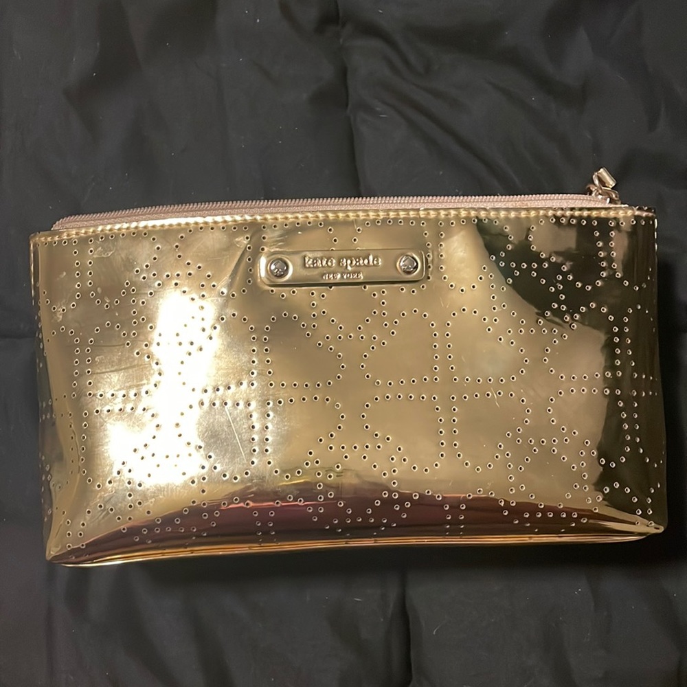 Kate Spade gold makeup bag